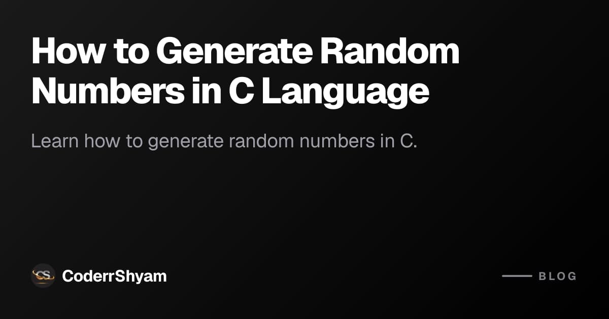 How to Generate Random Numbers in C Language