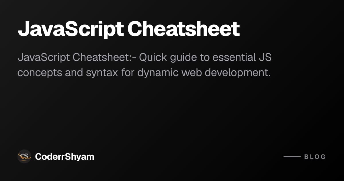 JavaScript Cheatsheet